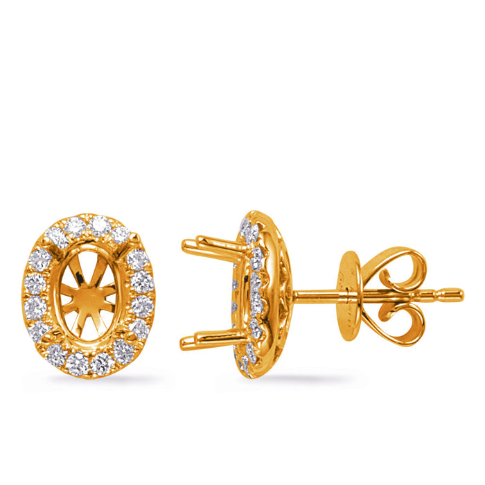 Yellow Gold Diamond Stud Earring - E8017-6X4MOVYG