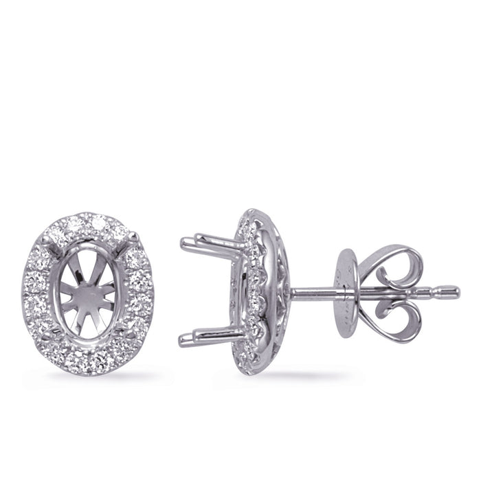 White Gold Diamond Stud Earring - E8017-7X5MOVWG