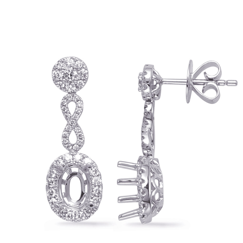 White Gold Diamond Earring - E8018-6X4MOVWG