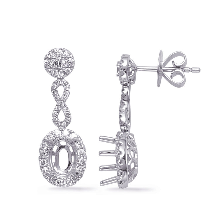 White Gold Diamond Earring - E8018-7X5MOVWG