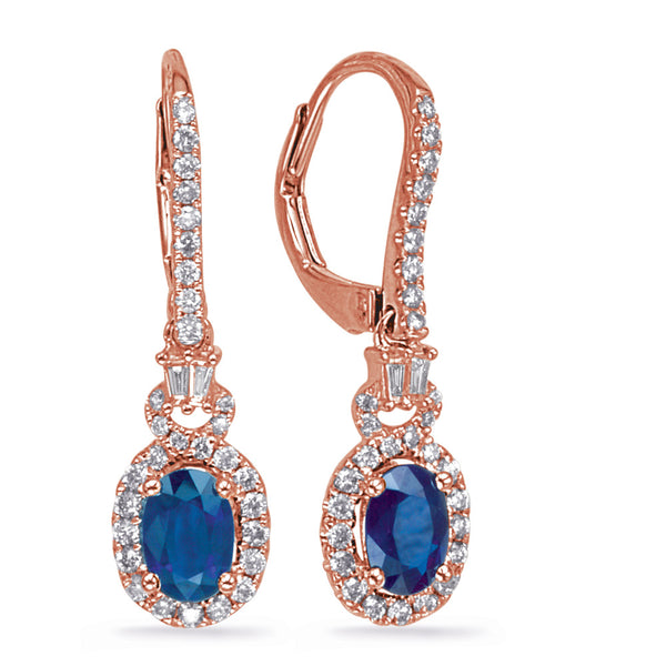 Rose Gold Sapphire & Diamond Earring - E8019-SRG