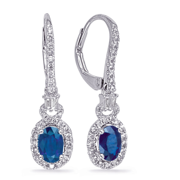 White Gold Sapphire & Diamond Earring - E8019-SWG