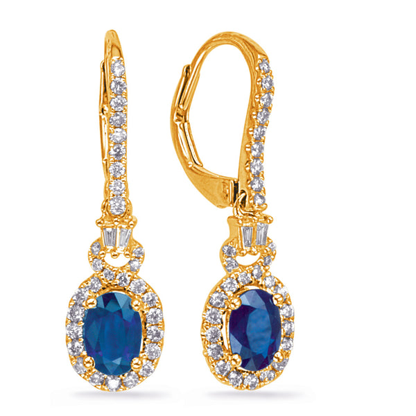 Yellow Gold Sapphire & Diamond Earring - E8019-SYG