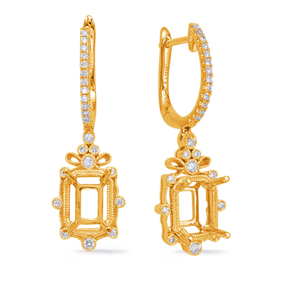 Yellow Gold Diamond Earring - E8029-8X6MECYG