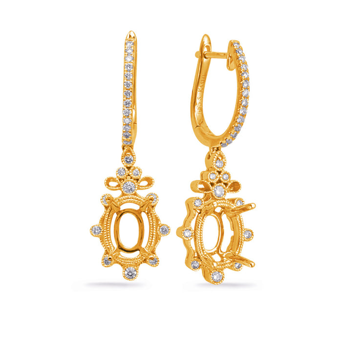 Yellow Gold Diamond Earring - E8030-6X4MOVYG