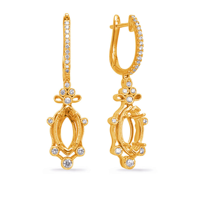 Yellow Gold Diamond Earring 10x5mm - E8032-10X5MQYG