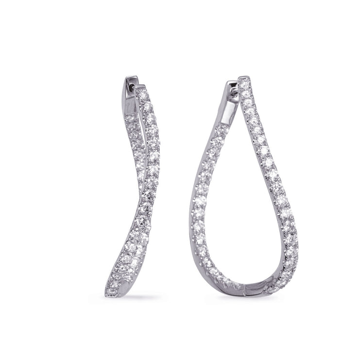 White Gold Diamond Hoop Earring - E8034WG