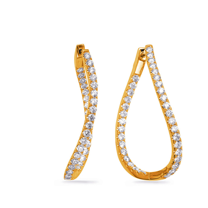 Yellow Gold Diamond Hoop Earring - E8034YG