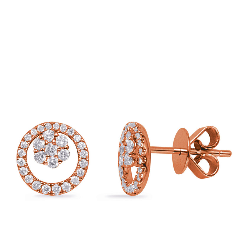 Rose Gold Diamond Stud Earring - E8036RG