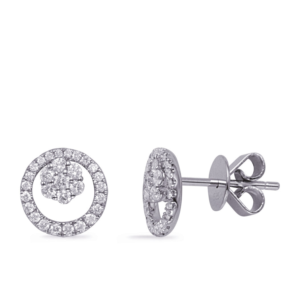 White Gold Diamond Stud Earring - E8036WG