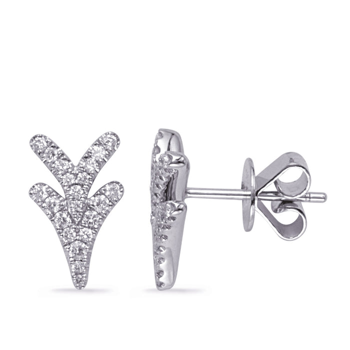 White Gold Diamond Stud Earring - E8038WG