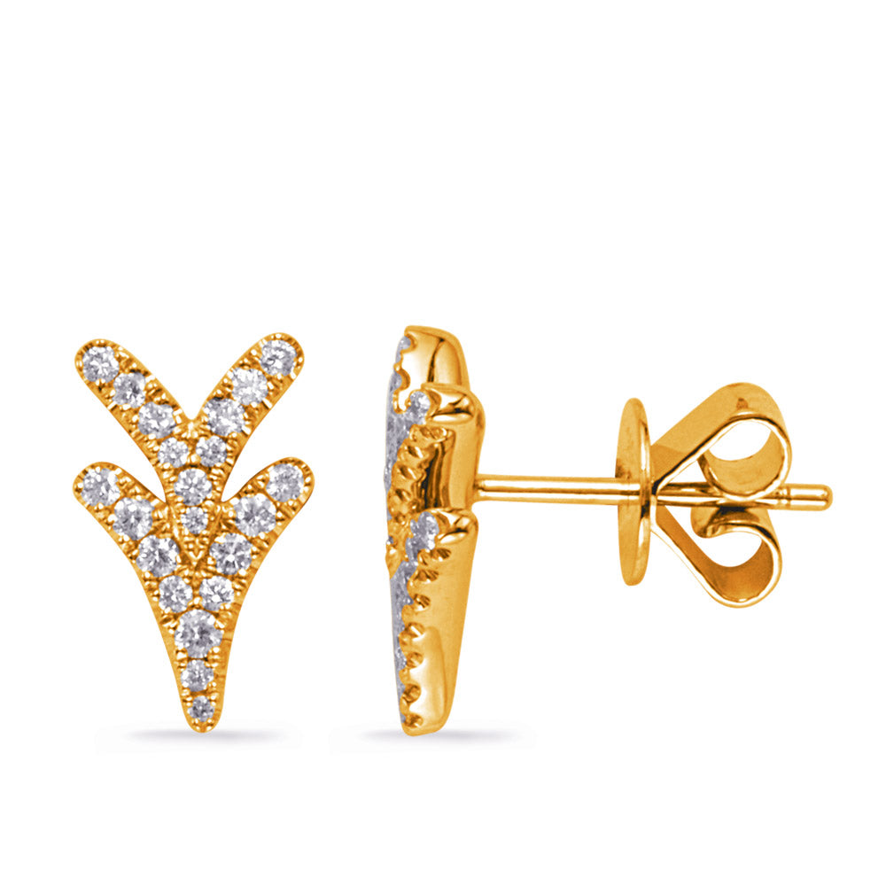 Yellow Gold Diamond Stud Earring - E8038YG