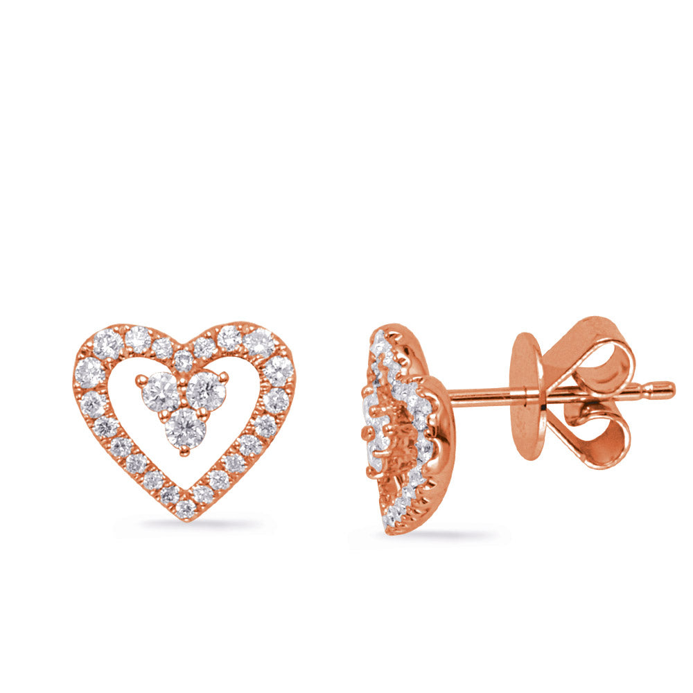 Rose Gold Diamond Stud  Earring - E8042RG