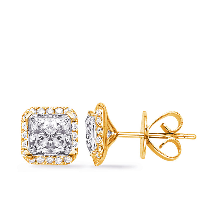 Yellow Gold Four Prong Princess Earring - E8060-15YG