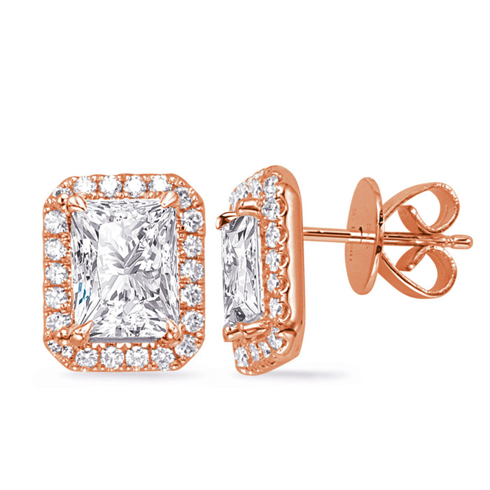 Rose Gold Diamond Stud Earring - E8062-6X4MRG