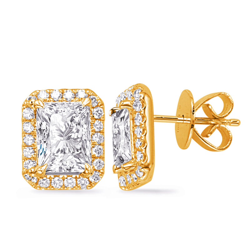 Yellow Gold Diamond Stud Earring - E8062-6X4MYG