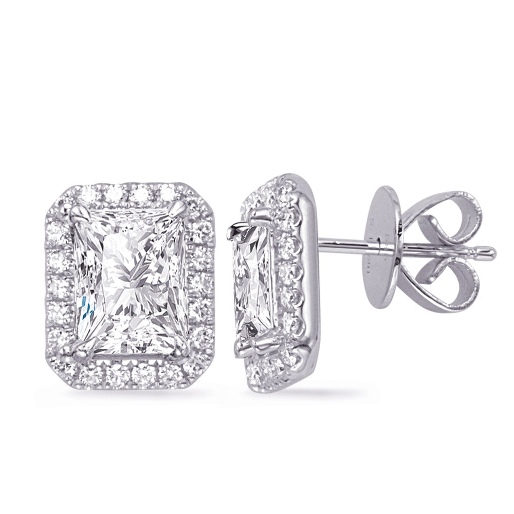 White Gold Diamond Stud Earring - E8062-7X5MWG