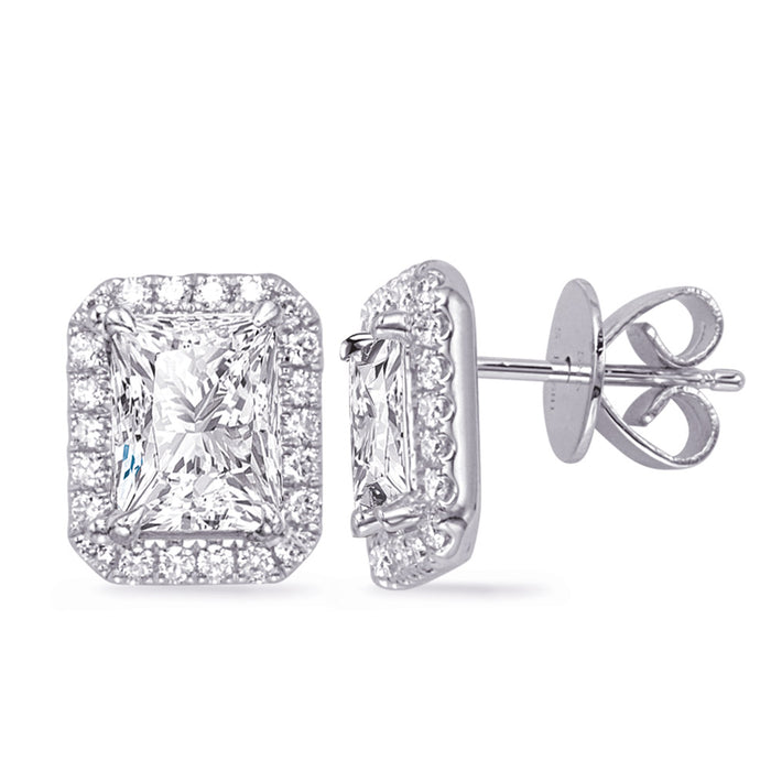 White Gold Diamond Stud Earring - E8062-8X6MWG