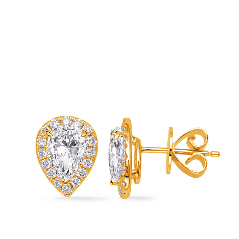 Yellow Gold Diamond Stud Earring - E8063-5X3MYG