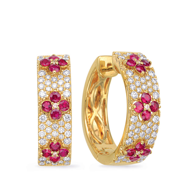 Yellow Gold Diamond & Ruby Earring - E8075-RYG