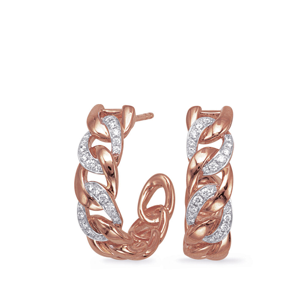 Rose Gold Diamond Hoop Earring - E8081RG