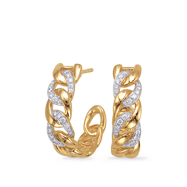 Yellow Gold Diamond Hoop Earring - E8081YG