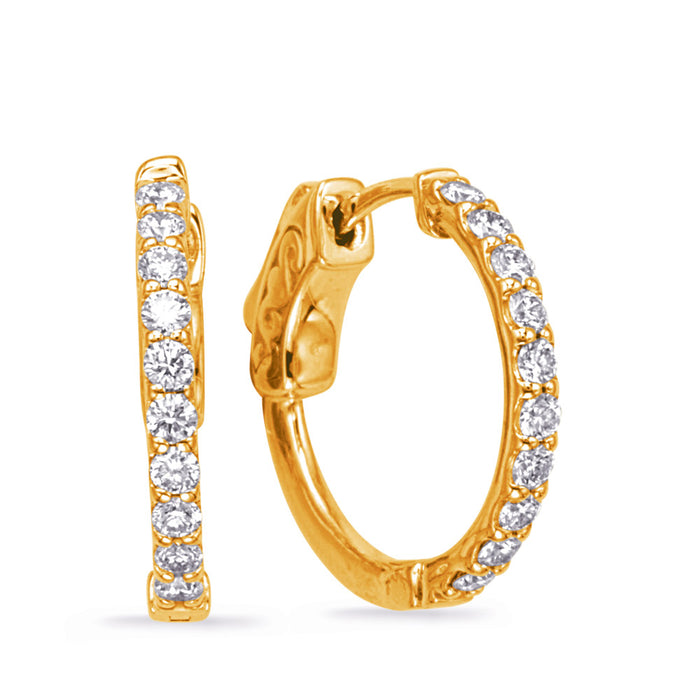 Yellow Gold Diamond Hoop Earring - E8084-1.5MYG