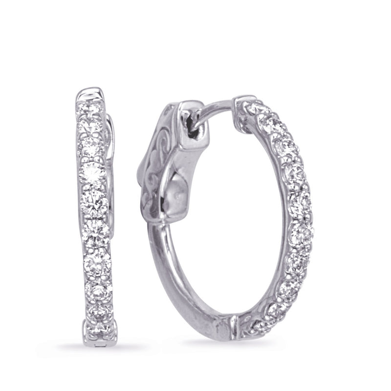 White Gold Diamond Hoop Earring - E8084-1.7MWG