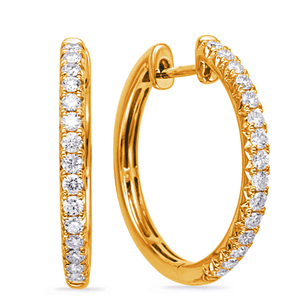 Yellow Gold Diamond  Hoop Earing - E8087YG