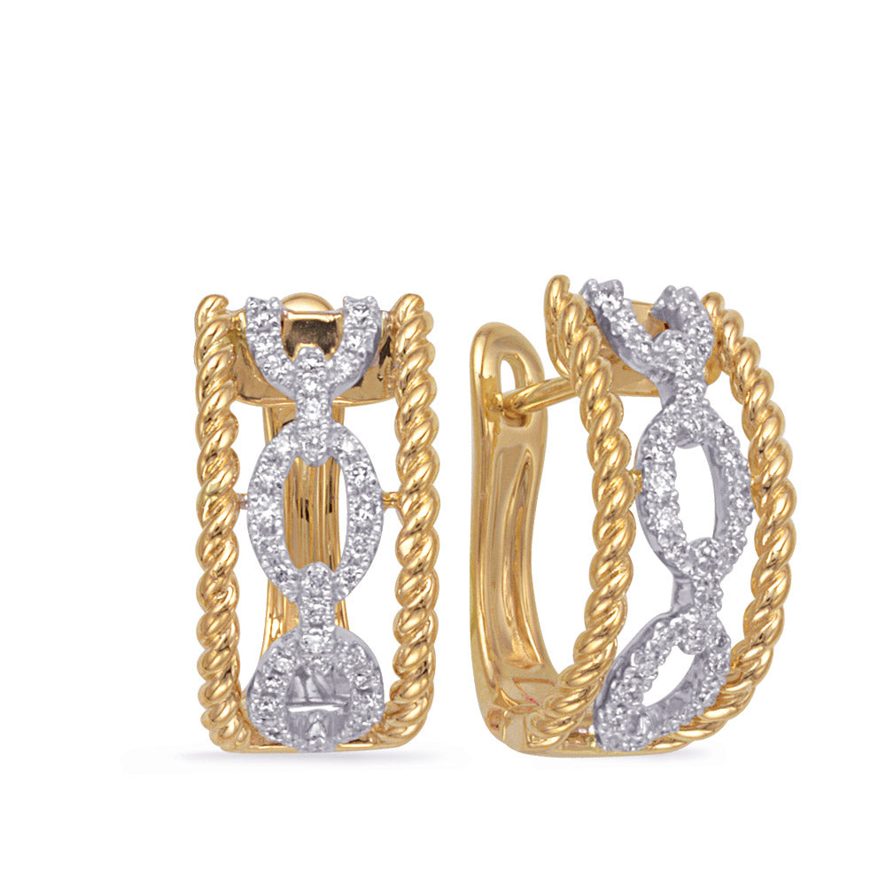White & Yellow Gold Diamond Earring - E8101YW