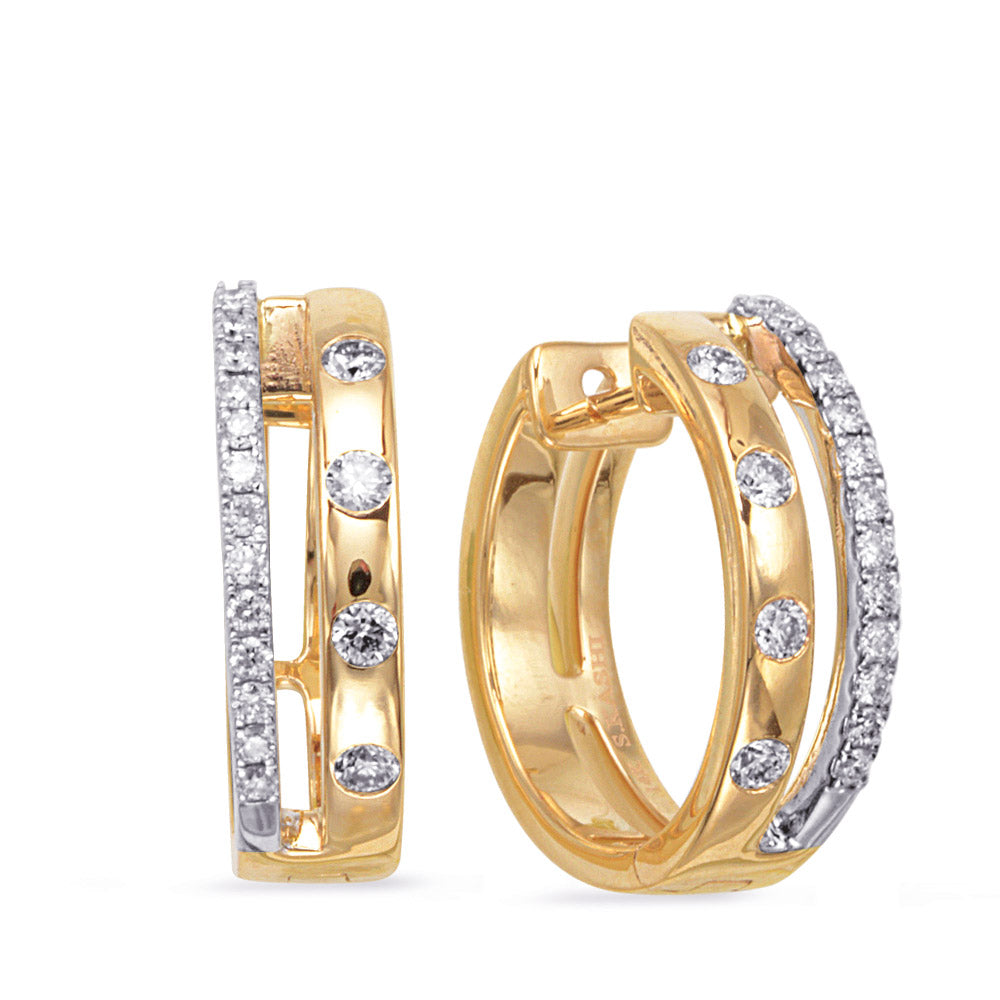 Yellow & White Gold Diamond Earring - E8136YW