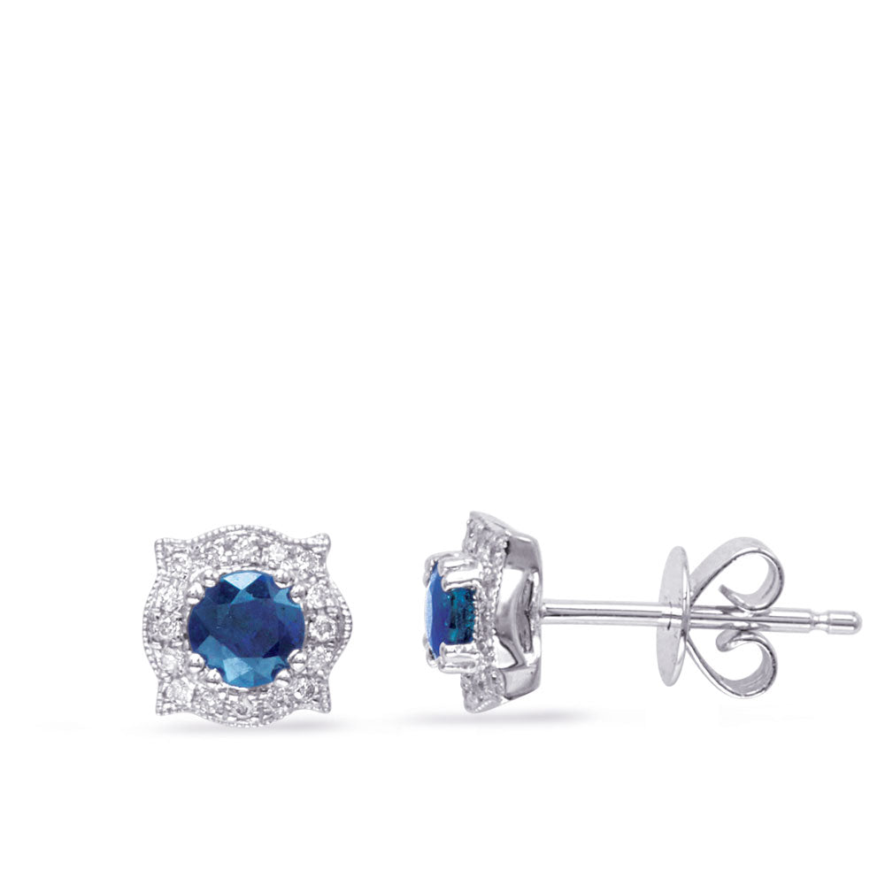 White Gold Diamond & Sapphire Earring - E8139-SWG