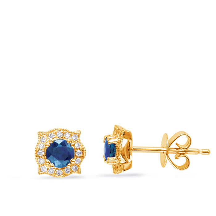 Yellow Gold Diamond & Sapphire Earring - E8139-SYG