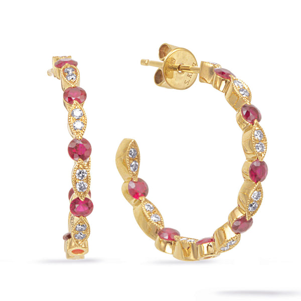 Yellow Gold Diamond & Ruby Earring - E8142-RYG
