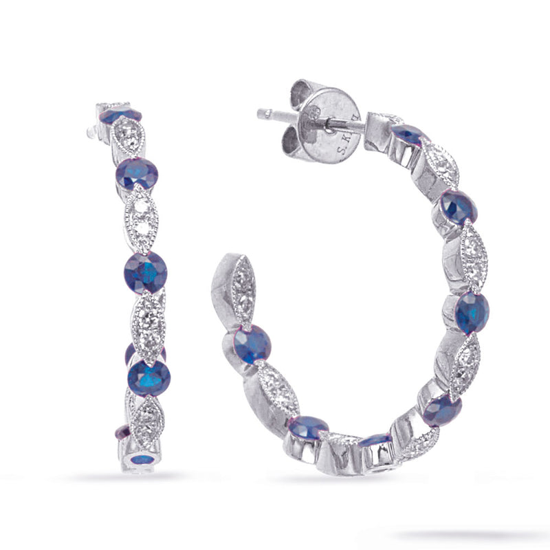 White Gold Diamond & Sapphire Earring - E8142-SWG