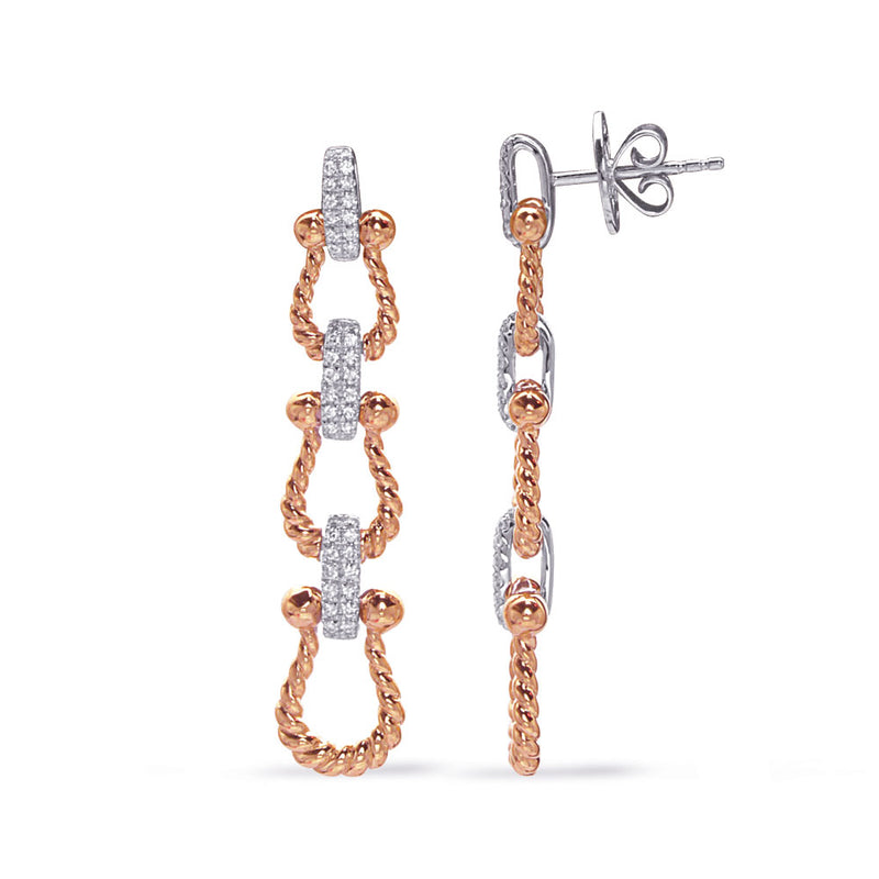 Rose  & White Gold Diamond Earring - E8144RW