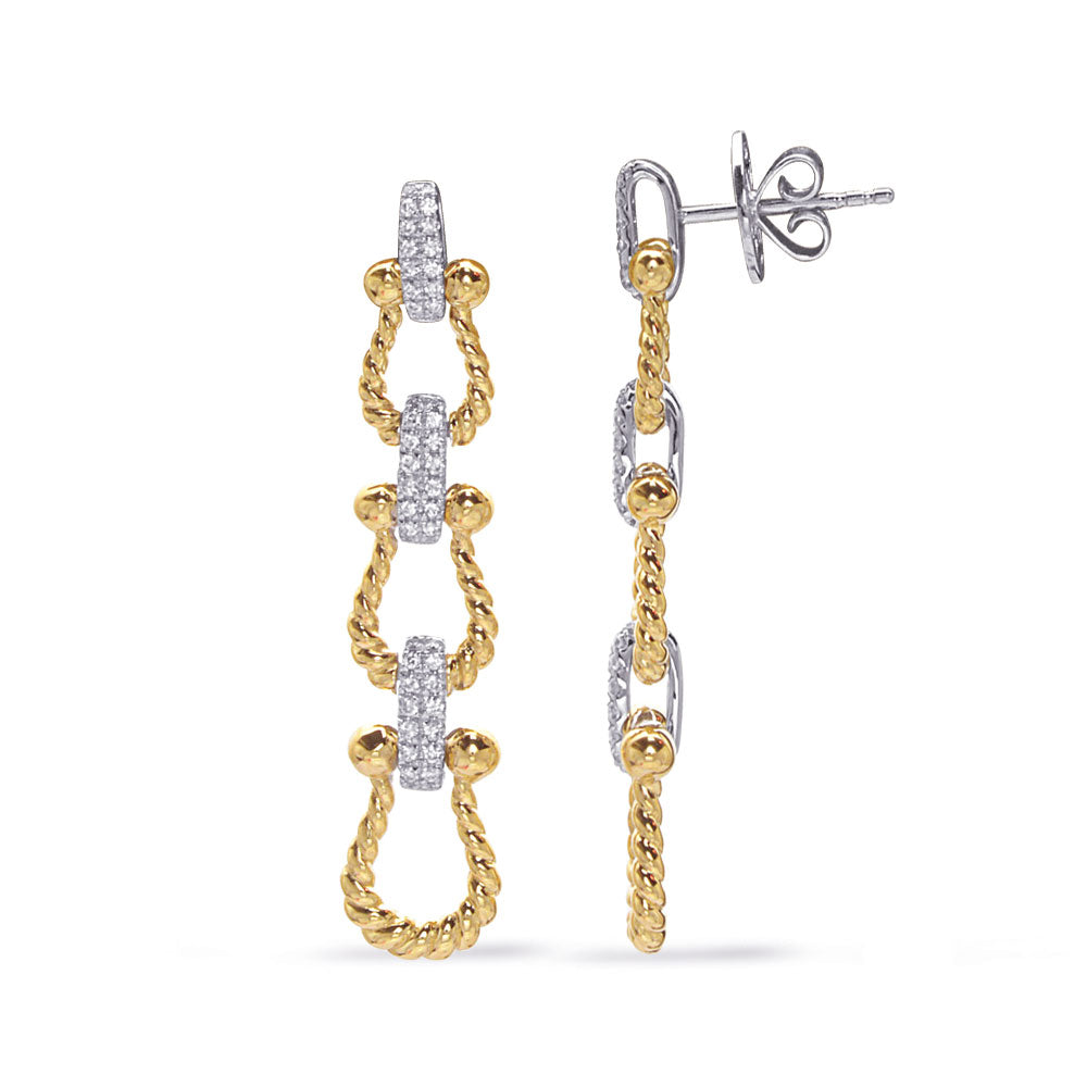 Yellow & White Gold Diamond Earring - E8144YW