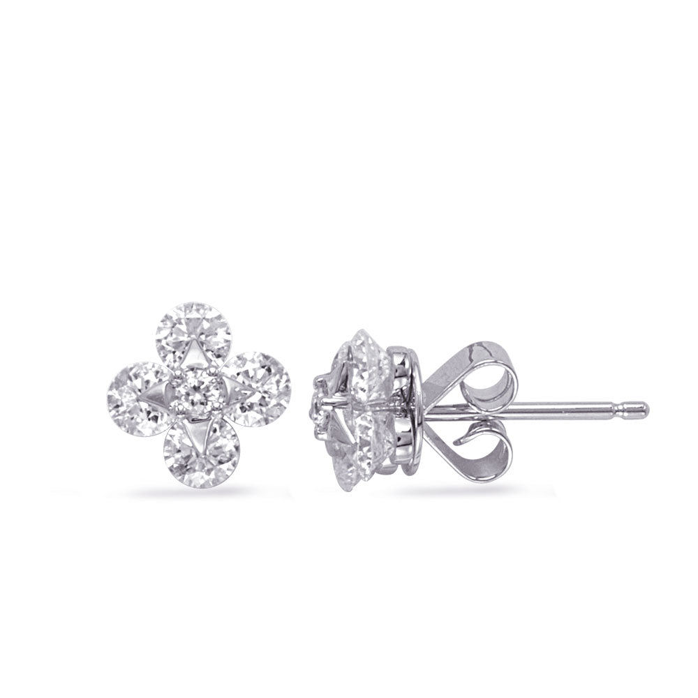 White Gold Diamond Stud Earring - E8176WG