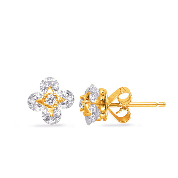 Yellow Gold Diamond Stud Earring - E8176YG
