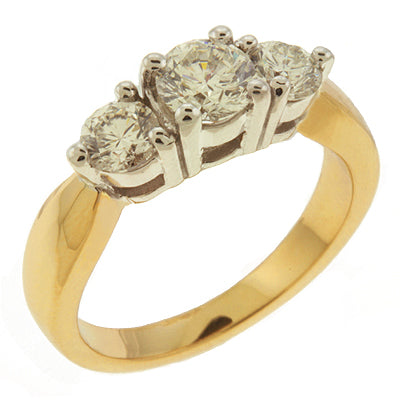 Yellow & White Gold Three Stone Ring - EN1606YW