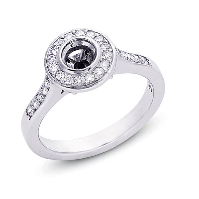 White Gold Halo Engagement Ring - EN1607-50WG