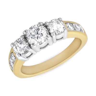 Yellow & White Gold Three Stone Ring - EN1850YW