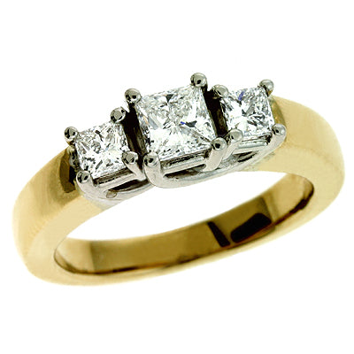 Yellow & White Gold Three Stone Ring - EN6659YW