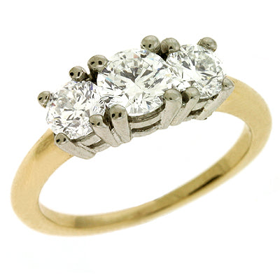 Yellow & White Gold Three Stone Ring - EN6736YW