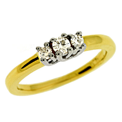 Yellow & White Gold Three Stone Ring - EN6770YW