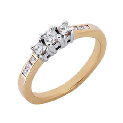 Yellow & White Gold Three Stone Ring - EN6772