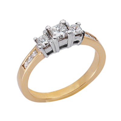 Yellow & White Gold Three Stone Ring - EN6773YW