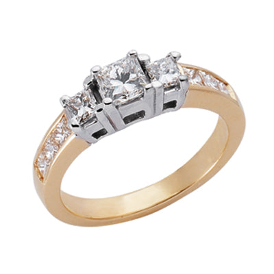 Yellow & White Gold Three Stone Ring - EN6774YW