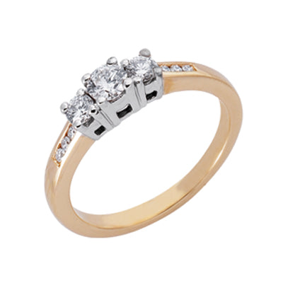 Yellow & White Gold Three Stone Ring - EN6775YW