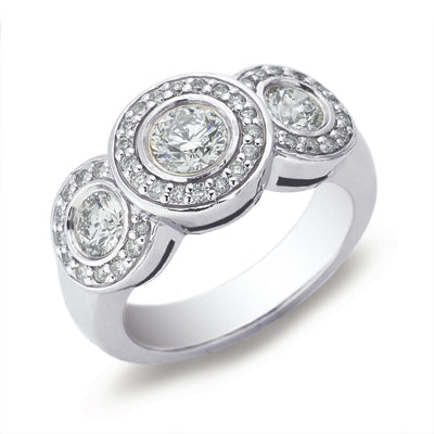 Platinum Three Stone Ring - EN6825-PL